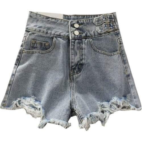 2021 Design New Women Stylish High Waist Hole Pocket Buttons Summer Shorts Casual Denim Jeans Pants