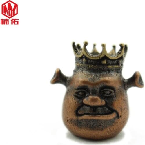 1PCS EDC Paracord Beads King Shrek Retro Brass Copper Lanyard Pendants Knife Beads Umbrella Rope Cord Necklace Bracelet Beads