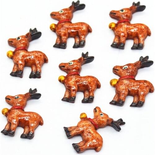 10PCS 21mmX27mm Resin Flatback Christmas Reindeer|Resin X'mas Cabochon|Resin Christmas Decoration Miniatures|Hair Bow Center
