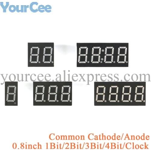 2pcs 0.8 inch Display Clock Digital Tube Common Cathode 0.8" 7 Segment Red LED DIY for 1bit 2bit 3bit 4bit