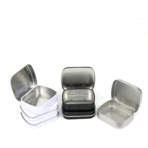 20pcs/lot 5.8*4.5*1.5cm empty Metal small gift box Mini Tin packaging storage boxes silver Container organizer Survival with lid