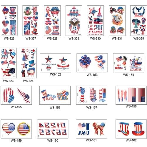 20pcs DIY Decoration Face Arm Body Art Waterproof Patriotic Tattoo Sticker American Flag Retro Party Supplies Independence Day