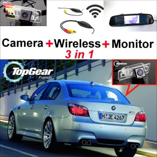 3in1 Special WiFi Camera + Wireless Receiver + Mirror Screen Easy DIY Back Up Parking Rear View System For BMW 5 M5 E39 E60 E61