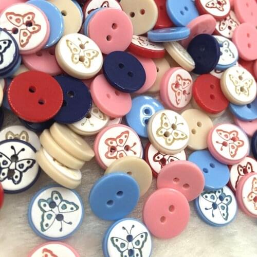 50pcs 12mm Mix Butterfly Plastic Buttons Scrapbooking Sewing Craft PT128