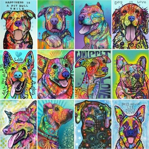 Huacan Full Diamond Embroidery Dog 5D Diamond Painting Mosaic Animals Hobby And Needlework Gift Pictures For The Home
