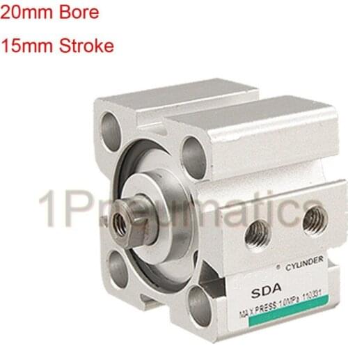 Free Shipping 2PCS/LOT 20mm Bore 15mm Stroke Double Action Thin Pneumatic Air Cylinder SDA20-15