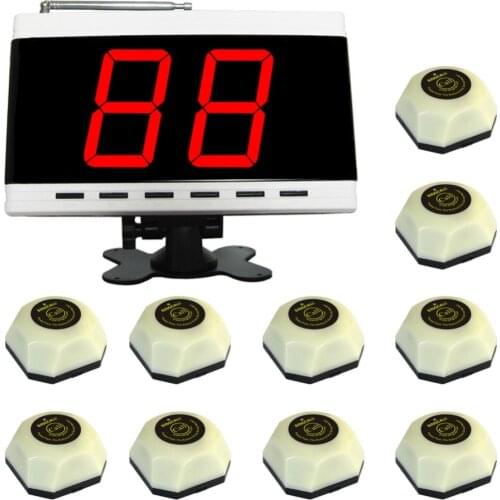 SINGCALL Wireless Calling System, Service Button for Restaurant, 10pcs White APE560 Pagers and 1pc APE9000 Display Receiver