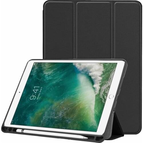 Case for iPad Air 10. 5 Folio Rubber Olie Cover Ultra Slim Smart Case Soft TPU Back Case Met potlood Slot for iPad Air 3 2019