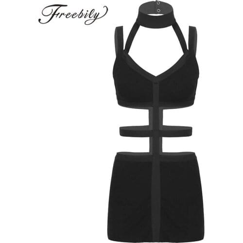 Women Halter Hollow Out Jazz Pole Dance Dress Hot Sexy Club Evening Party Summer Badycon Sleeveless Backless Dresses Street Wear