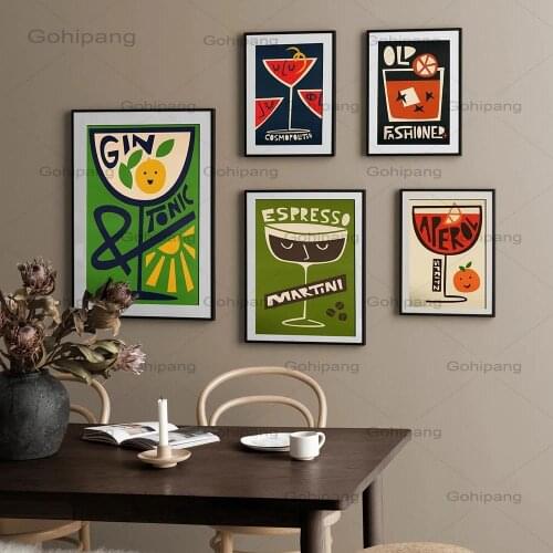 Gin & Tonic Kitchen Print Cocktail Wall Art Canvas Painting Kitchen Posters and Prints Wall Pictures for Bar Living Room Decor