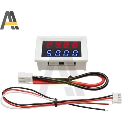 10A Electronic Digital Voltmeter Ammeter 0.28 inch White 0-100V/200V Dual LED Display Amp Volt Voltage Current Meter Tester