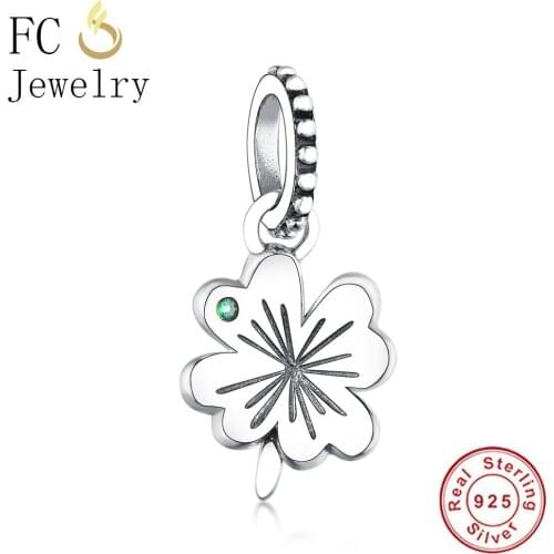 FC Jewelry Fit Original Brand Charms Bracelet Pulsera 925 Sterling Silver Clover Bead Pendant Women For Making Berloque 2019