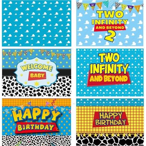 Blue Sky White Cloud Photo Backdrop Toy Boy Custom Photo Booth Photography Background Happy Birthday Party Story Decor Photocall