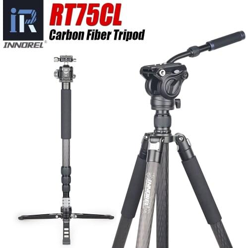INNOREL RT75CL 10 Layers Carbon Fiber Professional Tripod Monopod with Ball head For DSLR Camera 20kg Max Load 172cm Max Height