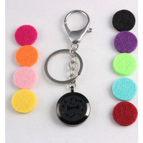 Bone Black Screw Stainless Steel Perfume Locket Keychain Aromatherapy Essential Oils Locket Keychain Keyrings 10PCS