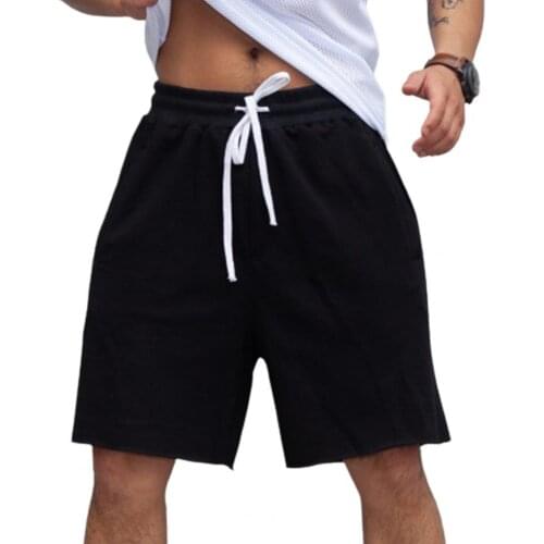 Summer Men Breathable Quick Dry Shorts Fitness Bodybuilding Shorts Men Fashion Casual Drawstring Mid Rise Pockets Leisure Shorts