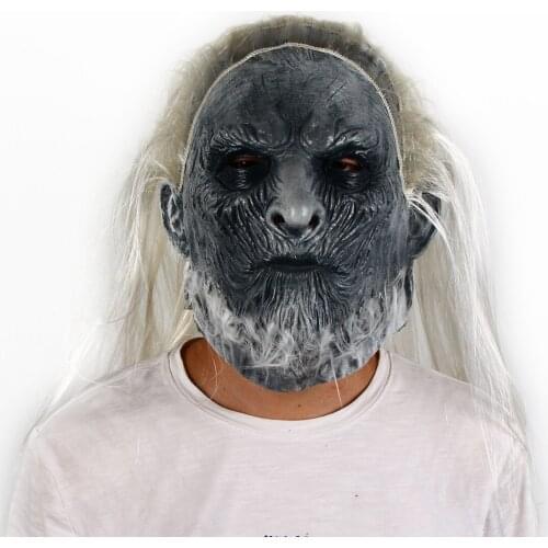 Zombie Mask Scary White-Haired Zombie Headgear Halloween Horror Cosplay Costume Props Terror Party Dress Up