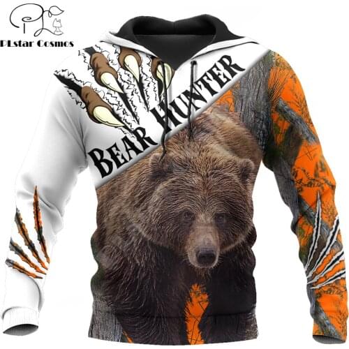 Bear Hunting Camo 3D All Over Printed Men Hoodies Sweatshirt Unisex Streetwear Zip Pullover Casual Jacket Tracksuits KJ0209