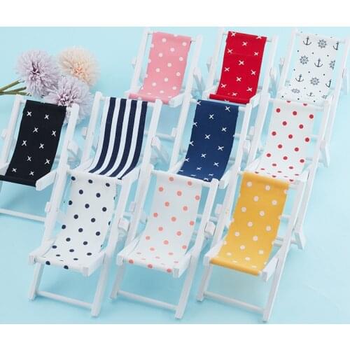 Dollhouse Miniature Wooden Mini Beach Chair Decoration Desktop Mobile Phone Brackets Holiday Style
