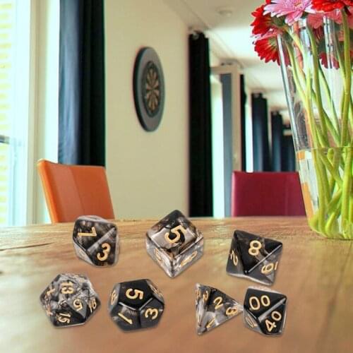 MTG Pathfinder Table Top Games Resin Polyhedral Pearl Pattern Dice 7 Dice Set Muti-color Pearl Dice Set