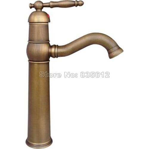 Deck Mounted Antique Brass Single Handle Single Hole 360 degree Swivel Kitchen Sink Vessel Sink Faucet Basin Mixer Tap Wan037