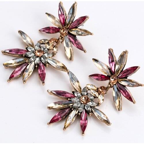 New Trendy Big Crystal Statement Earrings Wedding Rhinestone Stud Earrings for Women Party Hanging Earrings Jewelry Wholesale