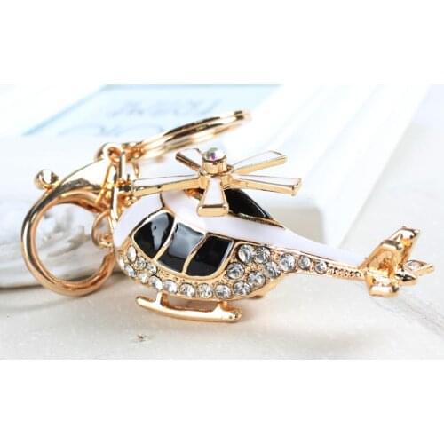 Mini Plane Helicopter Charm Pendant Lovely Crystal Purse Bag Car Keyring Key Chain Jewelry friend Gift