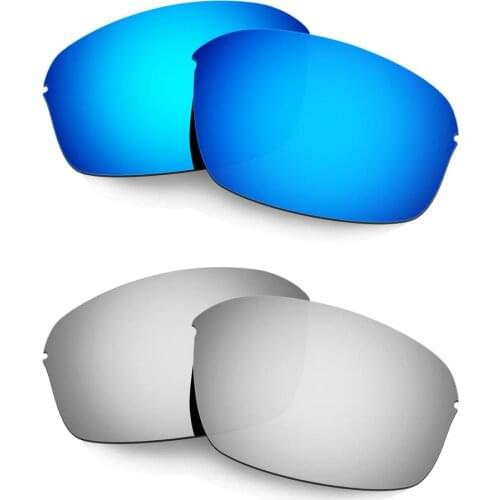 HKUCO For Half Wire 2.0 Sunglasses Polarized Replacement Lenses 2 Pairs Blue & Silver