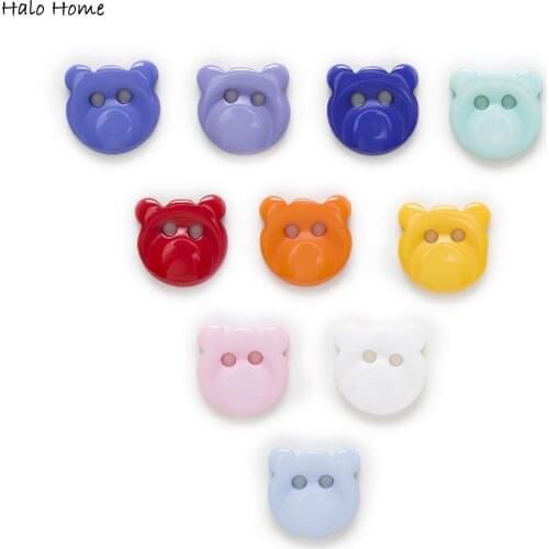 50 Pcs 13/16mm Multicolor Bear Head Cartoon Resin Fabric Covered Basis Buttons Clothing Card Making DIY Home Decor Tools