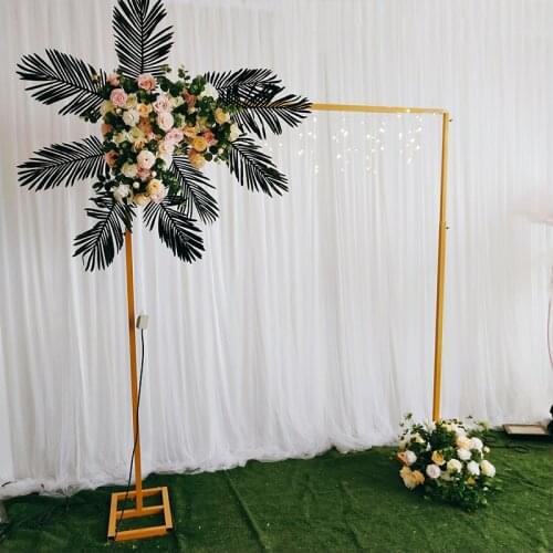 Can Be Adjusted Golden Square Metal Arch Frame Decor Wedding Background Iron Shelf Wedding Stage Decoration Flower Stand