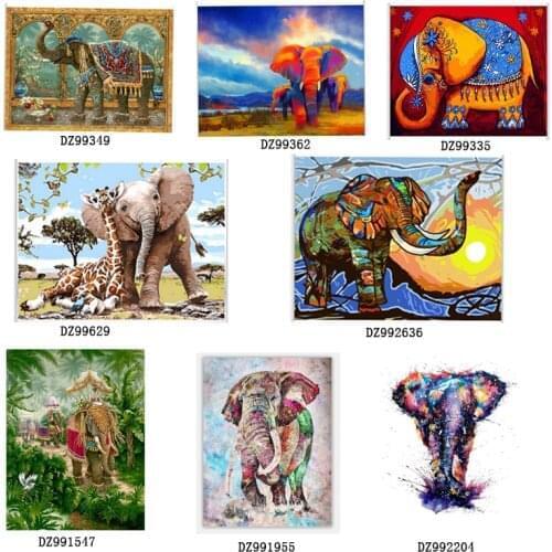 SDOYUNO elephant series diy oil painting by numbers kits acrylic art supplies color by number for adults unique gift home decor