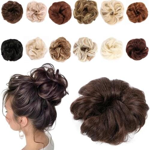 Belle Show Chignon Hairpieces Synthetic Ombre Elastic Updo Chignon Fluffy Messy Scrunchies Hair Bun Fake Hair Wrop On Ponytails
