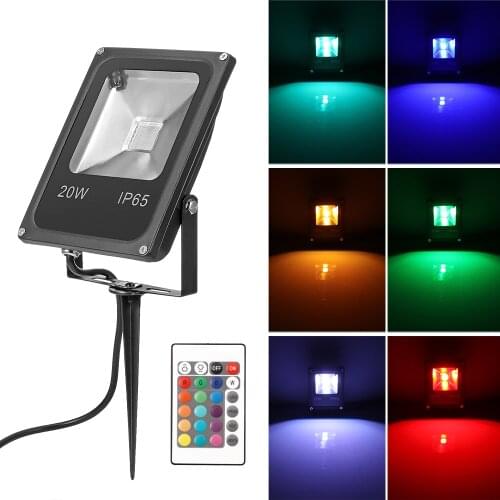 IP65 RGB LED Solar Spotlight Lawn Flood Light Outdoor Garden Adjustable 7 Color In 1 Wall Lamp Landscape Light For Patio Decor