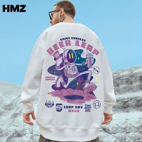 HMZ Autumn 2021 Cotton Sweatshirt for Men Loose Hoodies Hip Hop Punk Pullover Streetwear Sweatshirt Casual Fashion Clothes Men