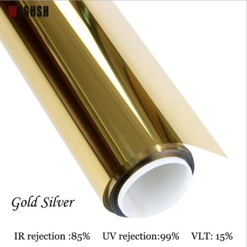 5m Gold Silver Heat Insulation Glass Film PET Anti-UV Energy-Saving One Way Mirror Drop-Shipping Mould-Proof Durable Window Foil