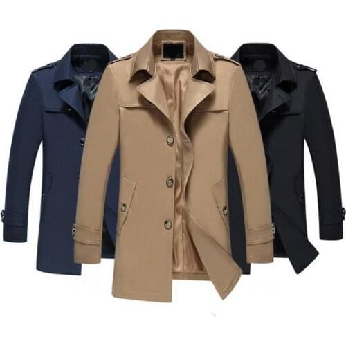 High-quality Non-iron Satin Trench Mens Business Casual Large lapel Trench Jacket Men Fashion Windbreaker Coats Men