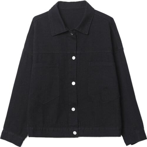 Womens Denim Jacket Short 2021 Spring New Loose Versatile Cowboy Coat Casual Long-Sleeved Jeans Cotton Outwear Female L765