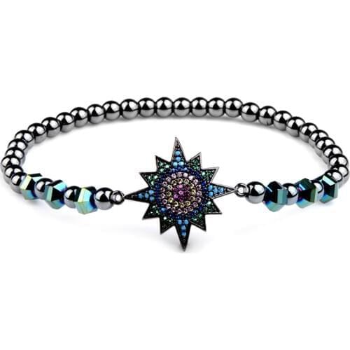 Chanfar 11 Styles Hematite Beaded Colorful Crystal Bangles Zircon Micro Pave Pendant Womens Bracelet New Fashion Jewelry