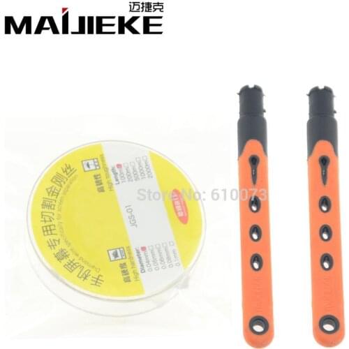 0.04mm 0.06/0.08/0.1mm LCD Screen Separation Hardness Special gol Wire Cutting Line+Handle for iPhone Mobile Screen Repair Tools
