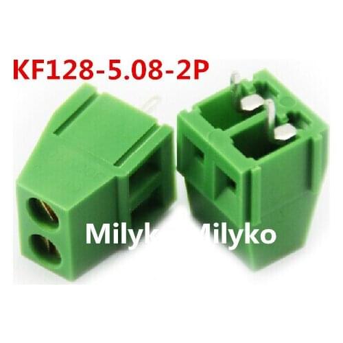 100PCS KF128-5.08-2P KF128 2Pin 5.08mm Straight Pin PCB Screw Terminal Block ROHS