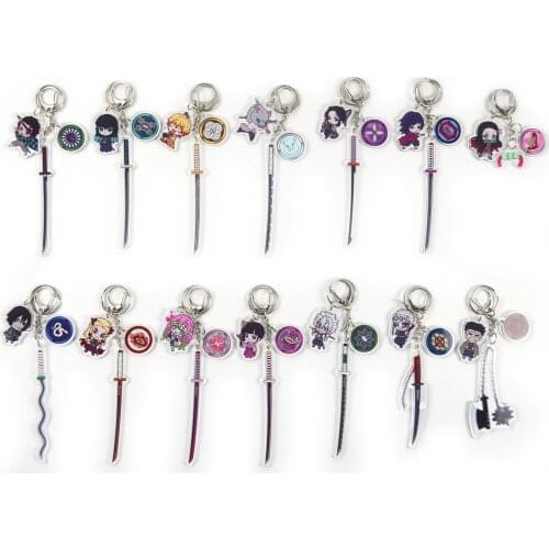 14pcs/lot Anime Demon Slayer: Kimetsu no Yaiba Acrylic Keychain keyring Pendant with sword toy gift
