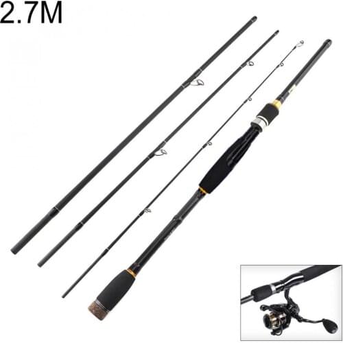 2.7m 4 Section Carbon Fiber EVA handle Lure Fishing Rod M Power Ultra Light Black Spinning Fishing Pole
