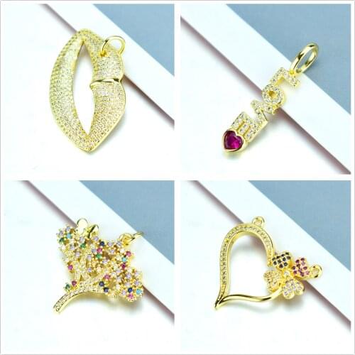 2021 New Lip Tree Arrow Love Letter 15 Types Necklace AAA Cubic Zircon Pendant Charm Party Wedding Gift Jewelry for Women