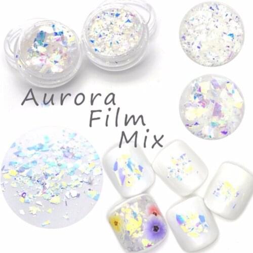 2g box Candy Flakes Nail Arts Holographic Powder Aurora Film Mix Laser Diamond Seashell Nail Flakies for UV Gel Nail Accessories