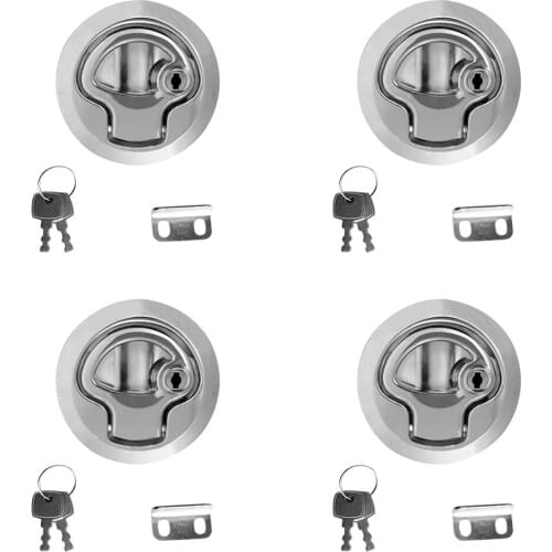 4 Pieces Zinc Alloy 2 inch Flush Pull Hatch Slam Latch for RV Boat Deck - Locking Style