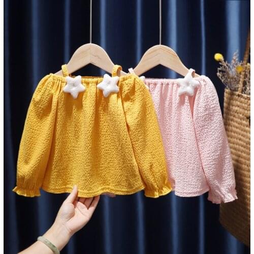 Ruffles Blouse for Infant Girls Children Shirt Spring Long Sleeve Tops Toddler Kids Cotton Clothing Princess Style 2021 Fashion