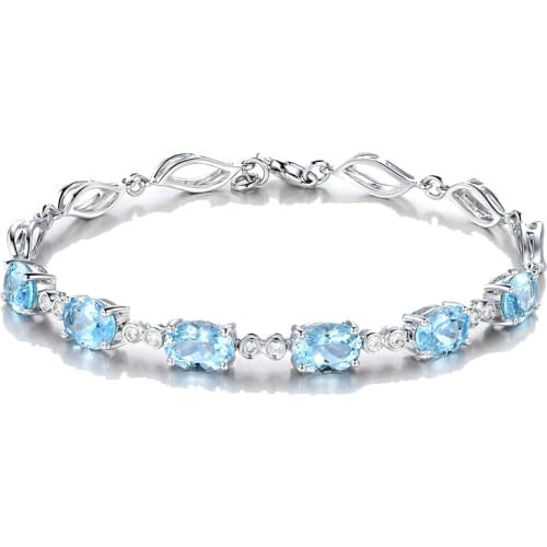 Ociki Silver Color Blue Crystal Bracelet Oval Cubic Zirconia Jewelry Wholesale for Women Gift Drop Shipping Jewelry Wholesale