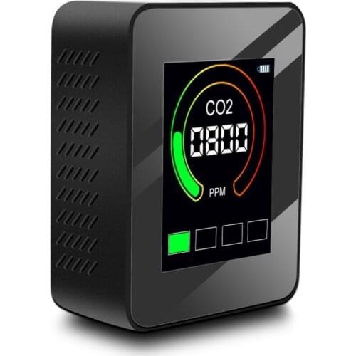 CO2 Meter Temperature And Humidity Detector Real-time Refresh Alarm System Portable Black ABS LCD Multifunction Garden Bedroom