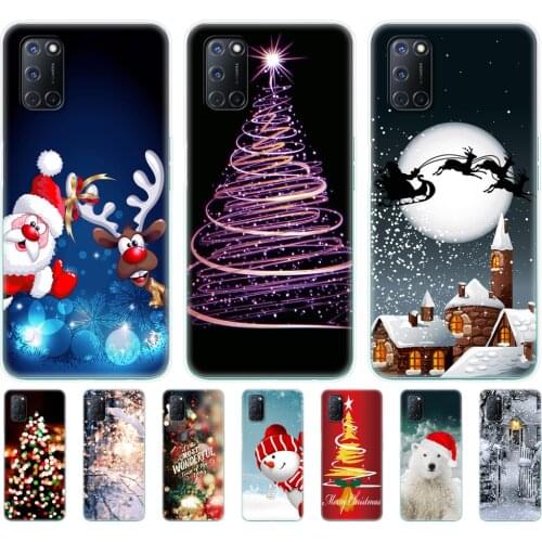 For OPPO A52 Case A92 A72 Case 6.5" Silicon TPU Back Phone Cover For OPPO A 52 72 92 Cases winter snow christmas happy new year