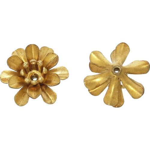 DoreenBeads Brass Beads Caps Flower Stamping Filigree Brass Tone (Fit 4mm Beads) 14mm( 4/8") x 13mm( 4/8"), 20 PCs